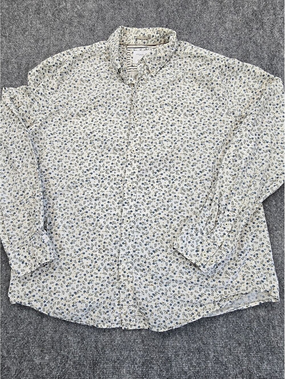 Denim & Flower Ricky Singh Shirt Mens XL White Blue Floral Button Down Cotton